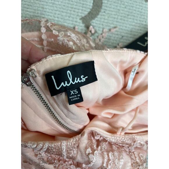 Lulus Making Magic Blush Pink Fringe Lace-Up Mini Dress, size XS - Picture 9 of 16